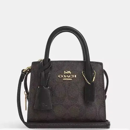 COACH Andrea Mini Carryall In Signature Canvas & Leather Gold/Brown/Black