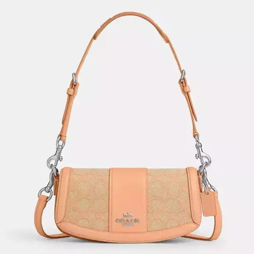 Coach Andrea Small Shoulder Bag Signature Jacquard In Faded Blush Orange