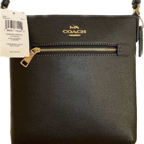 Coach Leather Mini Rowan Black Crossbody Bag