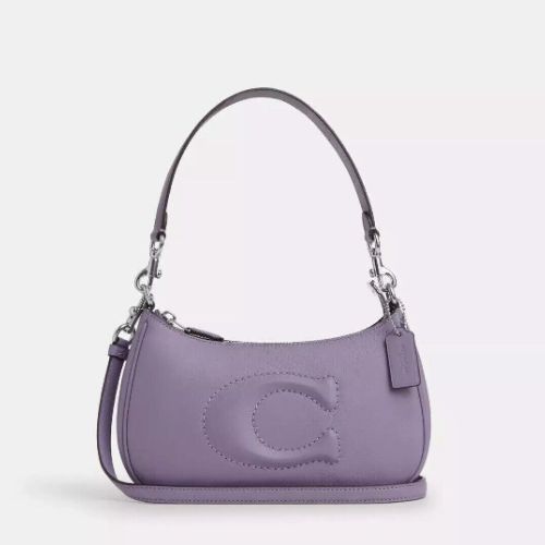 Coach Leather Teri Shoulder Bag In Silver/ Light Violet