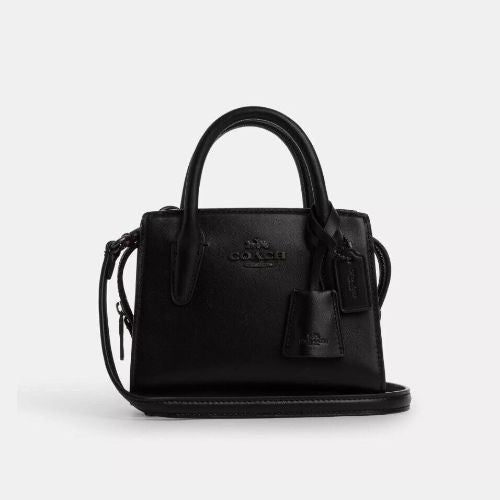 Coach Leather Andrea Mini Carryall Top Handle Crossbody Bag In Black