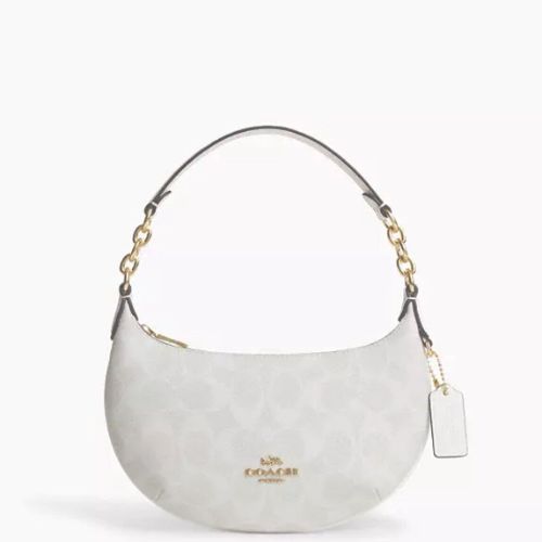 Coach Signature Canvas & Leather Mini Payton Hobo Gold /Chalk Glacier White