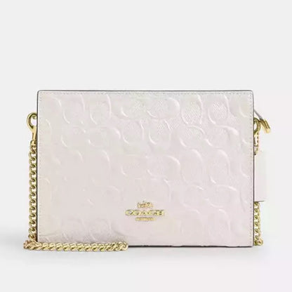 Coach Slim Crossbody Bag In Signature Patent Leather In Gold/Chalk