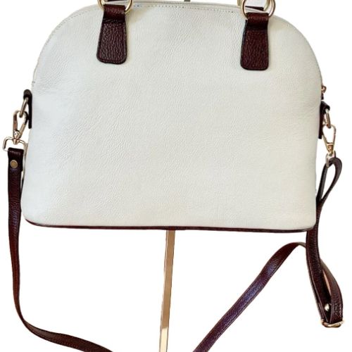 Genuine Top Grain Real Leather Top Handle Satchel/Crossbody Convertible Bag