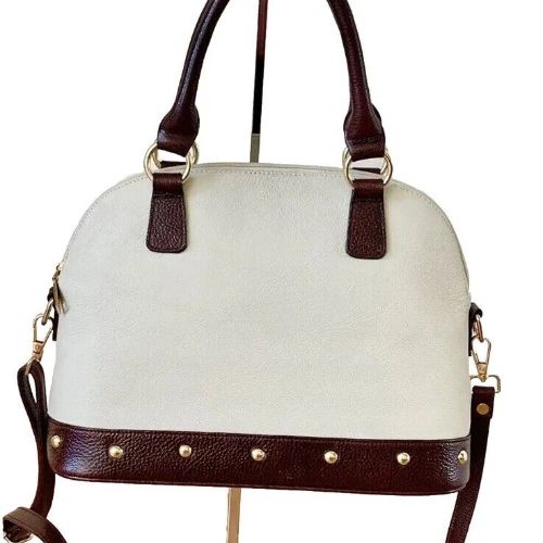 Genuine Top Grain Real Leather Top Handle Satchel/Crossbody Convertible Bag