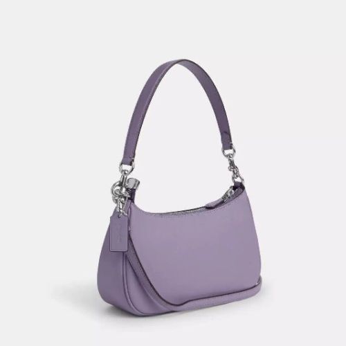 Coach Leather Teri Shoulder Bag In Silver/ Light Violet