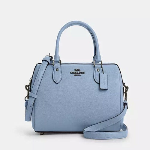 Coach Rowan Satchel/Crossbody Leather Bag In Medium Blue