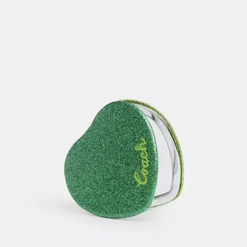 Coach Military Green Glitter Heart Compact Mirror