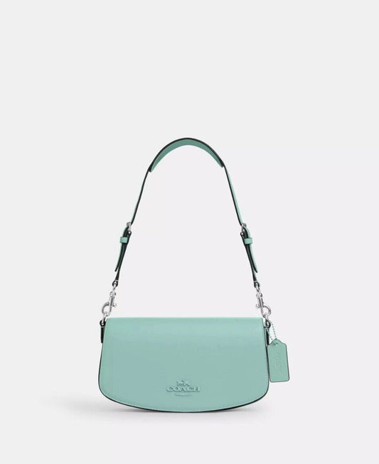 Coach Leather Andrea Shoulder Bag In Novelty Leather/Faded Blue