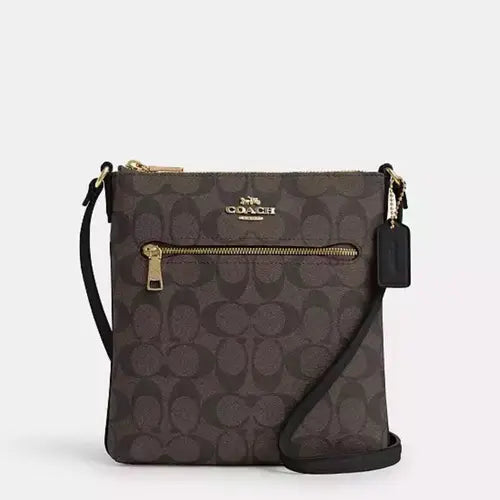 COACH Signature Canvas & Leather File Bag Crossbody