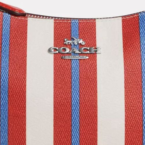 Coach Teri Shoulder Bag With Stripe Print Coated Canvas & Leather