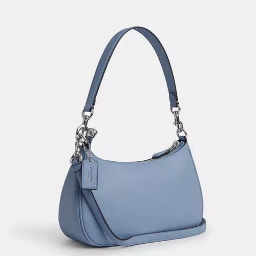 Coach Teri Shoulder Bag In Light Blue Smooth Leather CR099