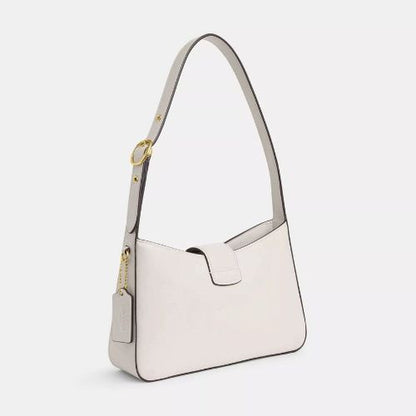 Coach Leather Eliza Shoulder Bag In Gold/Chalk