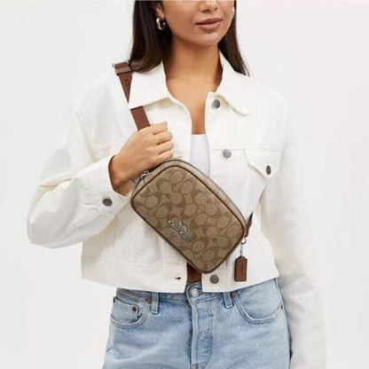 Coach CR137 Pace Belt Bag In Signature Canvas & Leather Fanny Pack Sling Bag