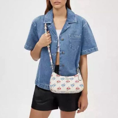 Coach Leather Teri Shoulder Bag With Floral Print CT830