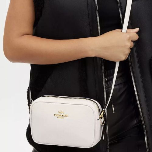 Coach Pebble Leather Mini Jamie Camera Crossbody Bag -Chalk/ Gold