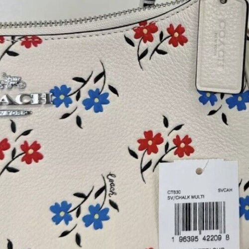 Coach Leather Teri Shoulder Bag With Floral Print CT830