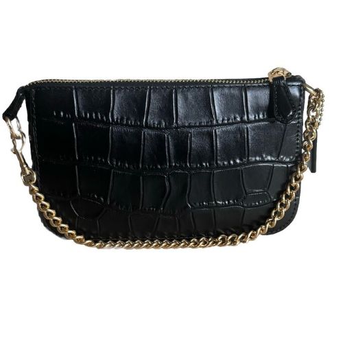 Coach Black Nolita 19 Crocodile Embossed Leather Convertible Bag