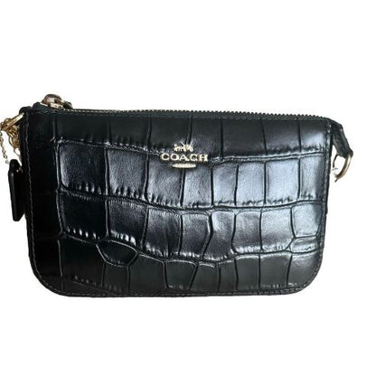 Coach Black Nolita 19 Crocodile Embossed Leather Convertible Bag